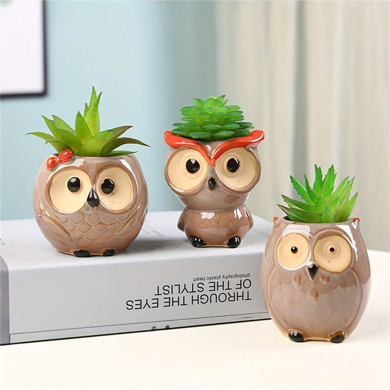 Cute Owl Ceramic Flower Pot Planter