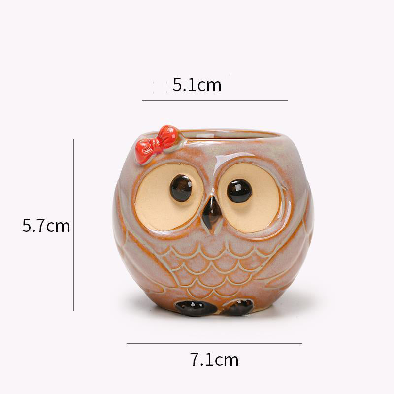 Cute Owl Ceramic Flower Pot Planter