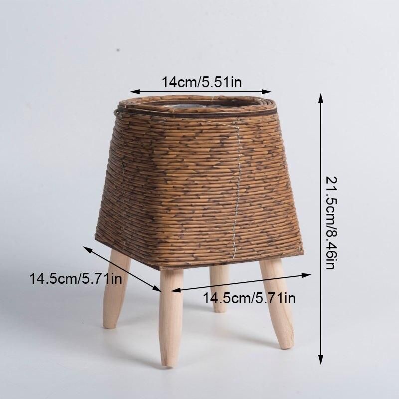 Elegant Nordic-Style Woven Plant Stand with Wooden Legs